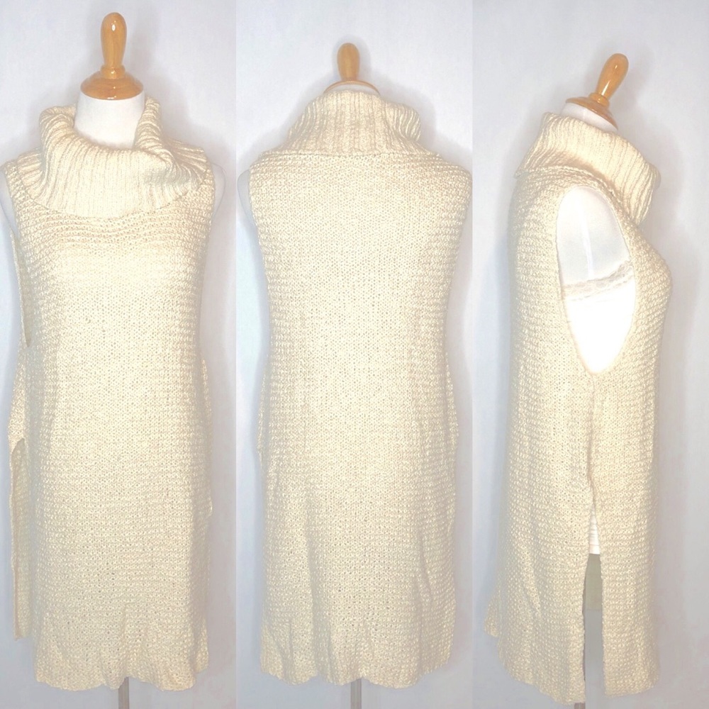 Free People Cream Open Knit Sleeveless Sweater xs - Picture 1 of 8
